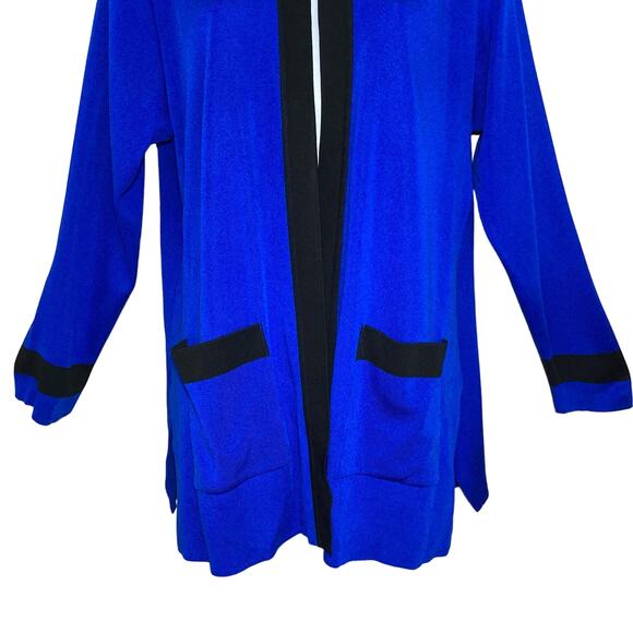 Exclusively Misook Medium Colorblock Royal Blue Jacket With Black Trim Pockets M - Picture 5 of 16